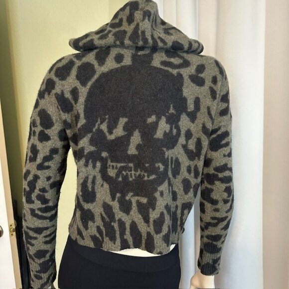 Skull Cashmere - Olive and Black Leopard print Pullover Sweater Women's Size Med - Picture 2 of 6